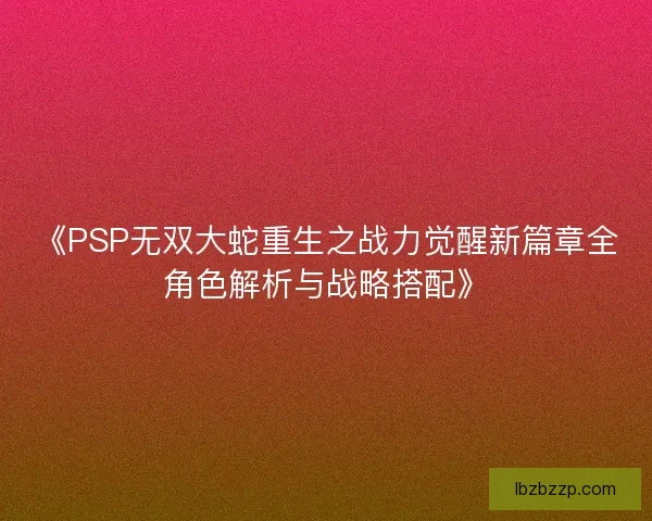 《PSP无双大蛇重生之战力觉醒新篇章全角色解析与战略搭配》